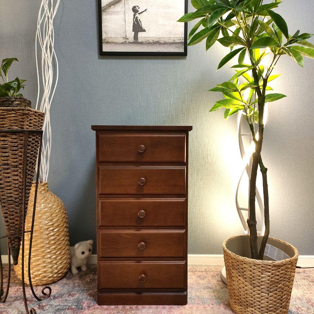 【希少】起立木工 5段チェストさくら5型国産ヴィンテージ家具