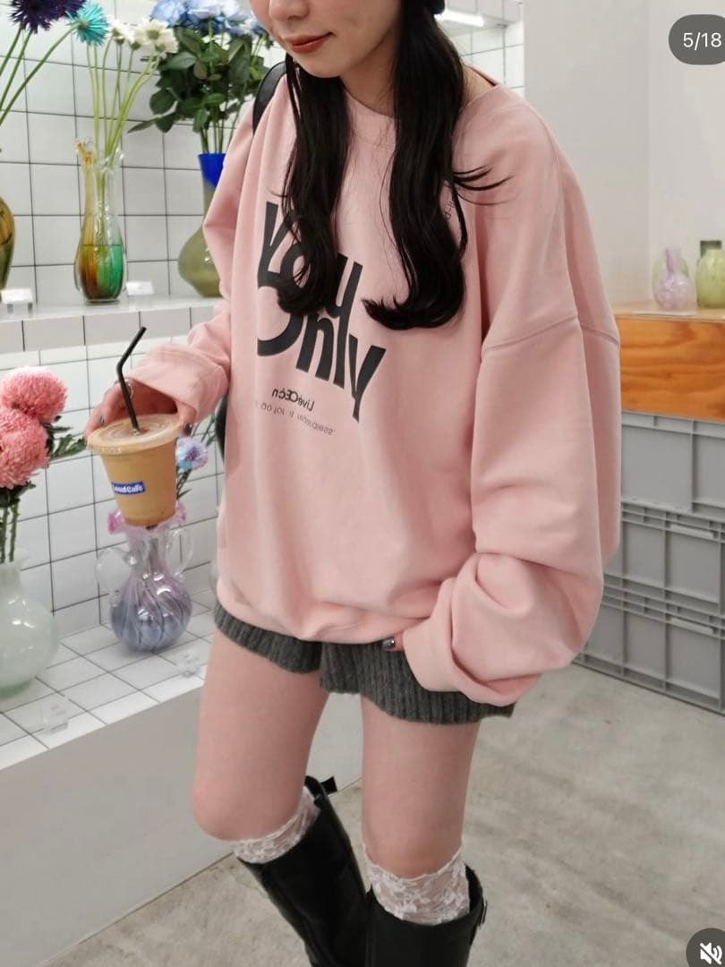 kastane ウォッシュドロゴスウェット　ピンク