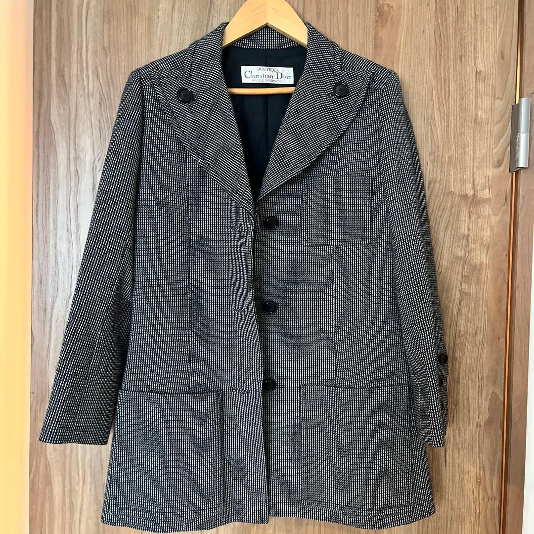 美品 Christian Dior テーラードジャケット チェック柄