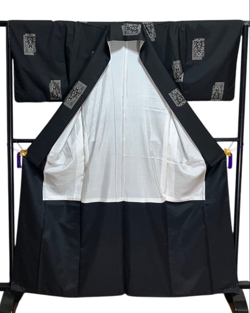 本場大島紬 地空き 経緯絣 小紋 正絹 短冊 花文 美品 イ6621