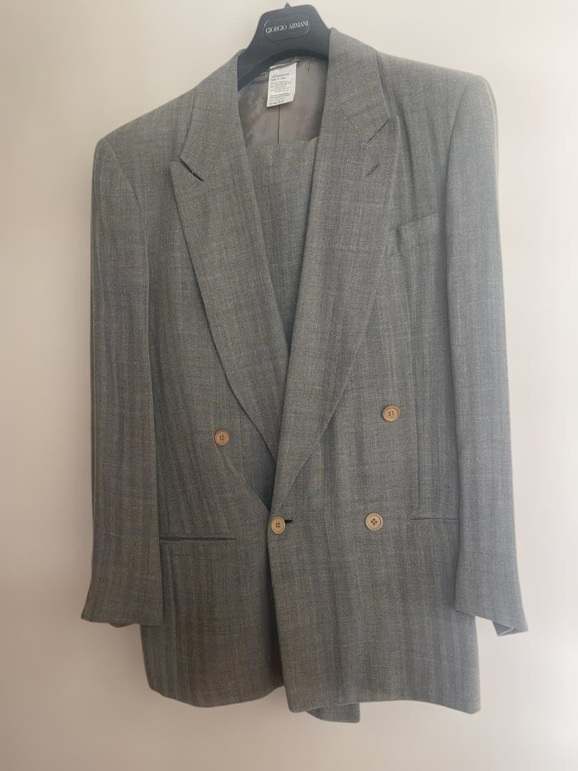 Giorgio Armani グレー ダブルブレスト セットアップスーツ　48