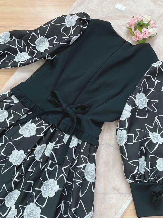 【美品】エムズグレイシー❤️インスタ掲載❤️カメリア　ドッキングワンピース　36 黒