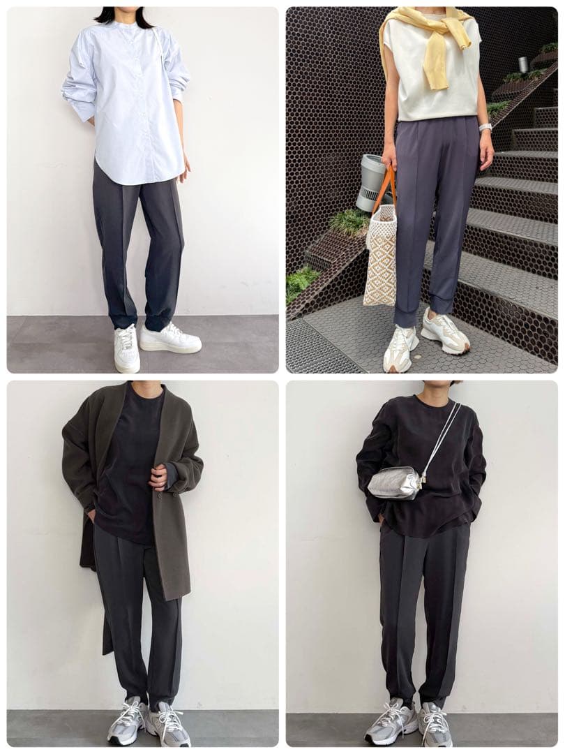 25SS現行品SOEJUヴィンテージサテンパンツグレー超美品テーパードパンツ