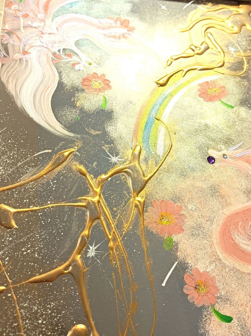 開運絵画　❀アクリルＡ4size額付き絵画❀華