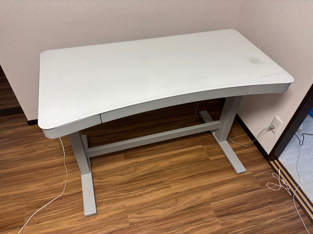昇降デスク　電動　ガラス天板　引き出し　USB充電　ワイヤレス充電　幅120cm