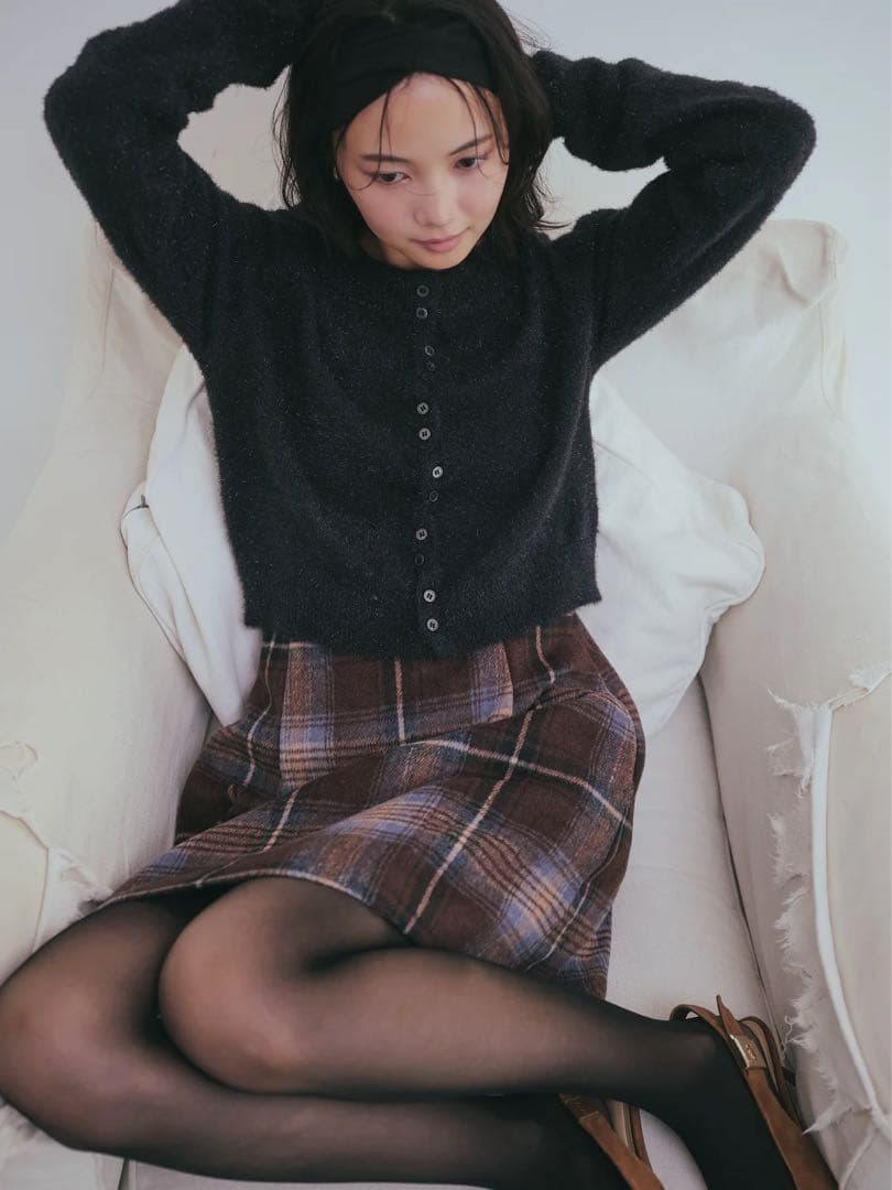 【Andequal】 checked mini skirt