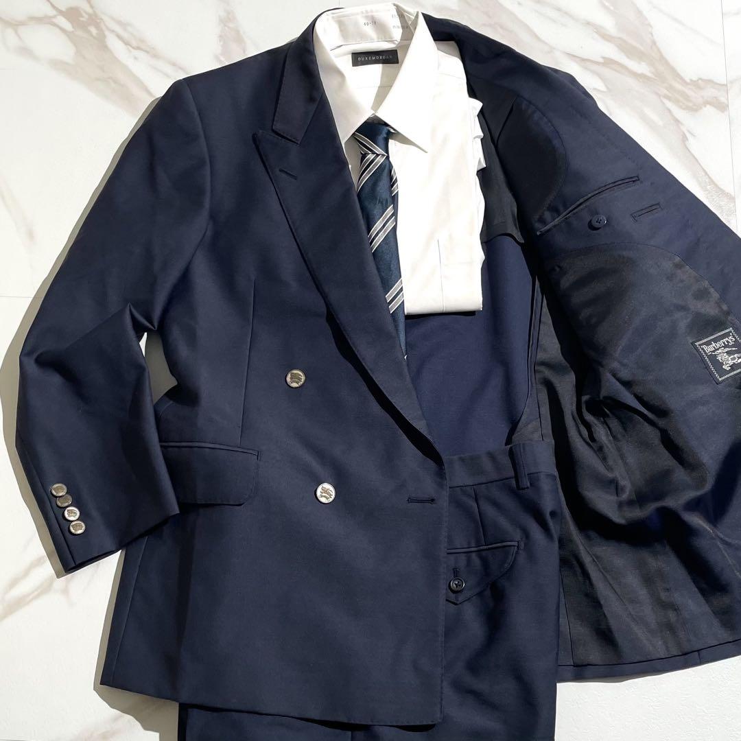 Burberry バーバリーネイビー ダブルブレスト ビジネススーツ