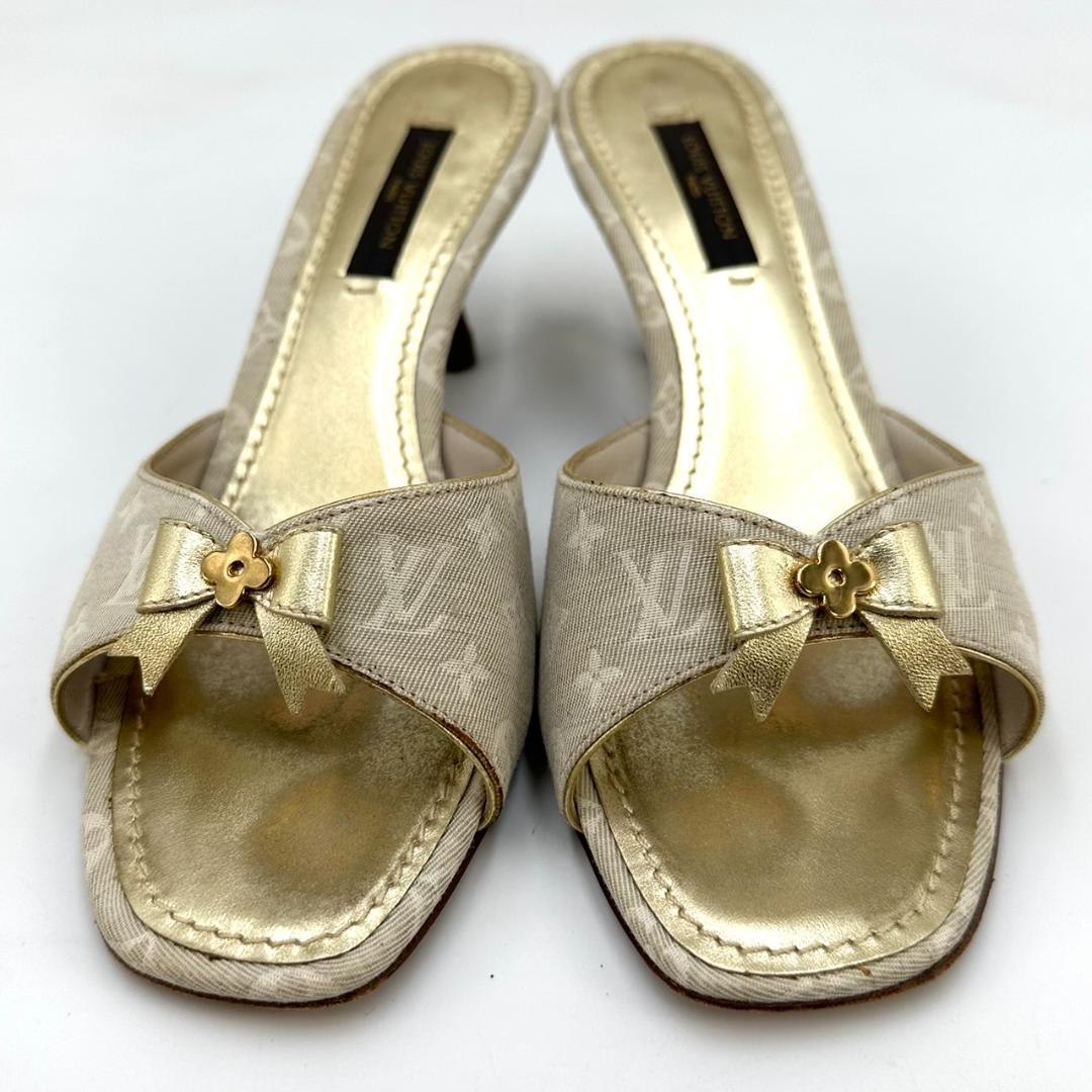 LOUIS VUITTON ルイヴィトン ミュール モノグラム ミニ リボン