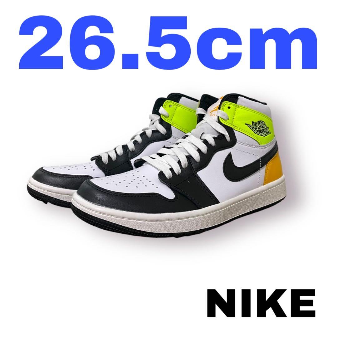 ナイキ ゴルフ　エアジョーダン1 ハイ G　26.5cm　白/黒/黄　箱無し