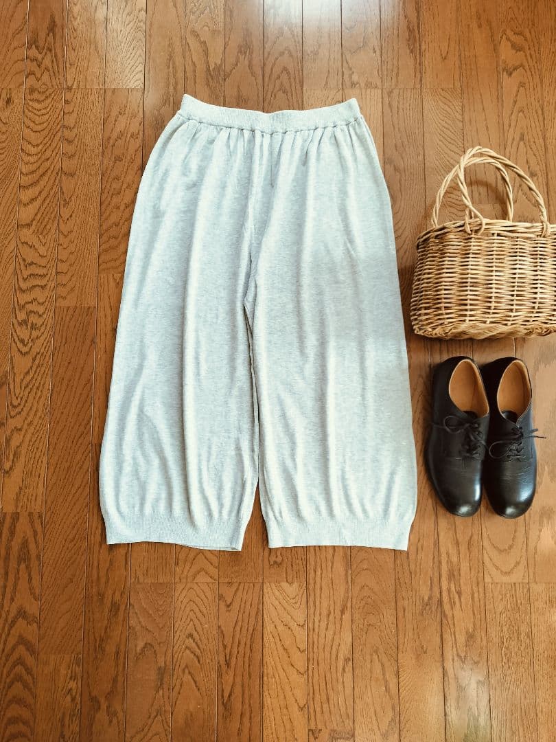 evam eva vie/evam eva コットンニットクロップドワイドパンツ