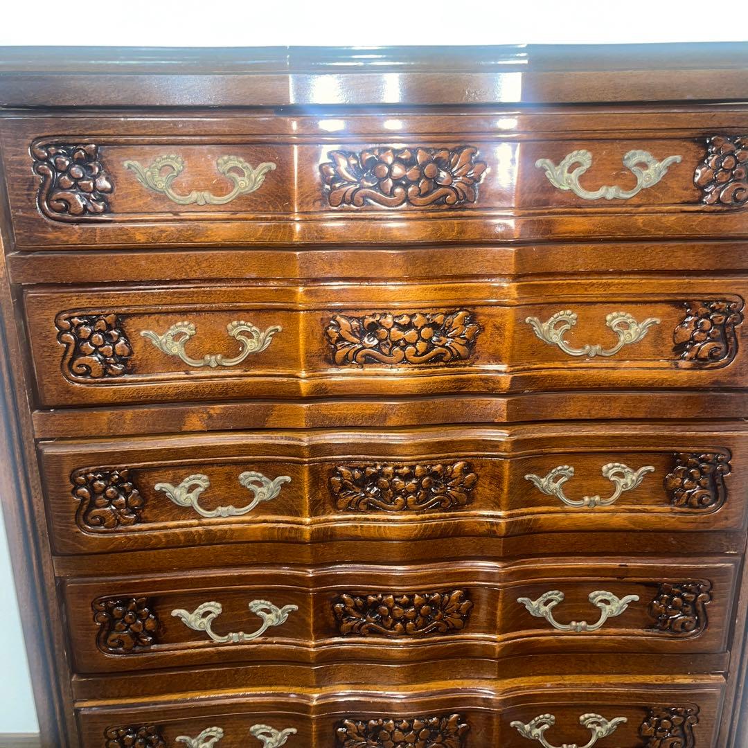 イタリア製　アンティーク家具　猫脚　5段チェスト