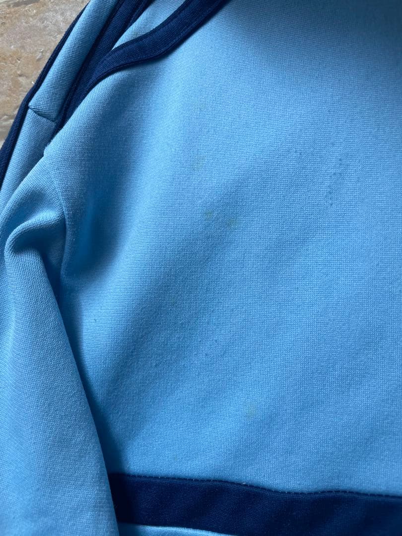 80s adidas アディダス　トラックジャケット　ワンポイント　刺繍　水色