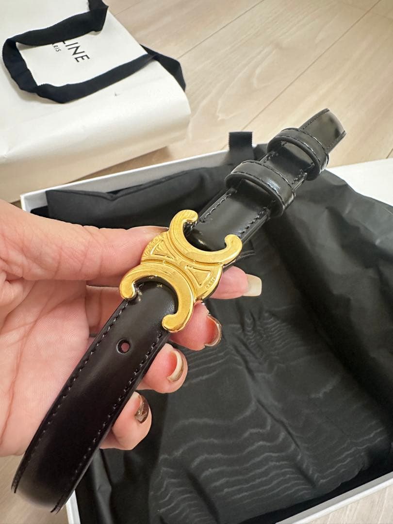 CELINE ブラックベルト ゴールド金具