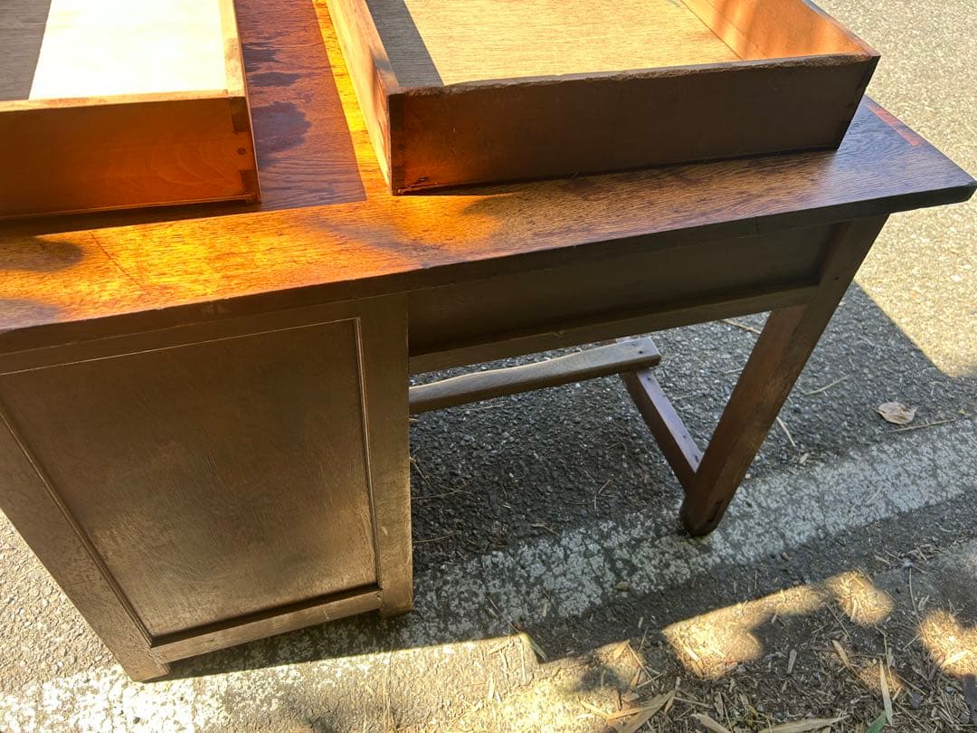 レトロ　アンティーク　木製引き出し付きテーブル