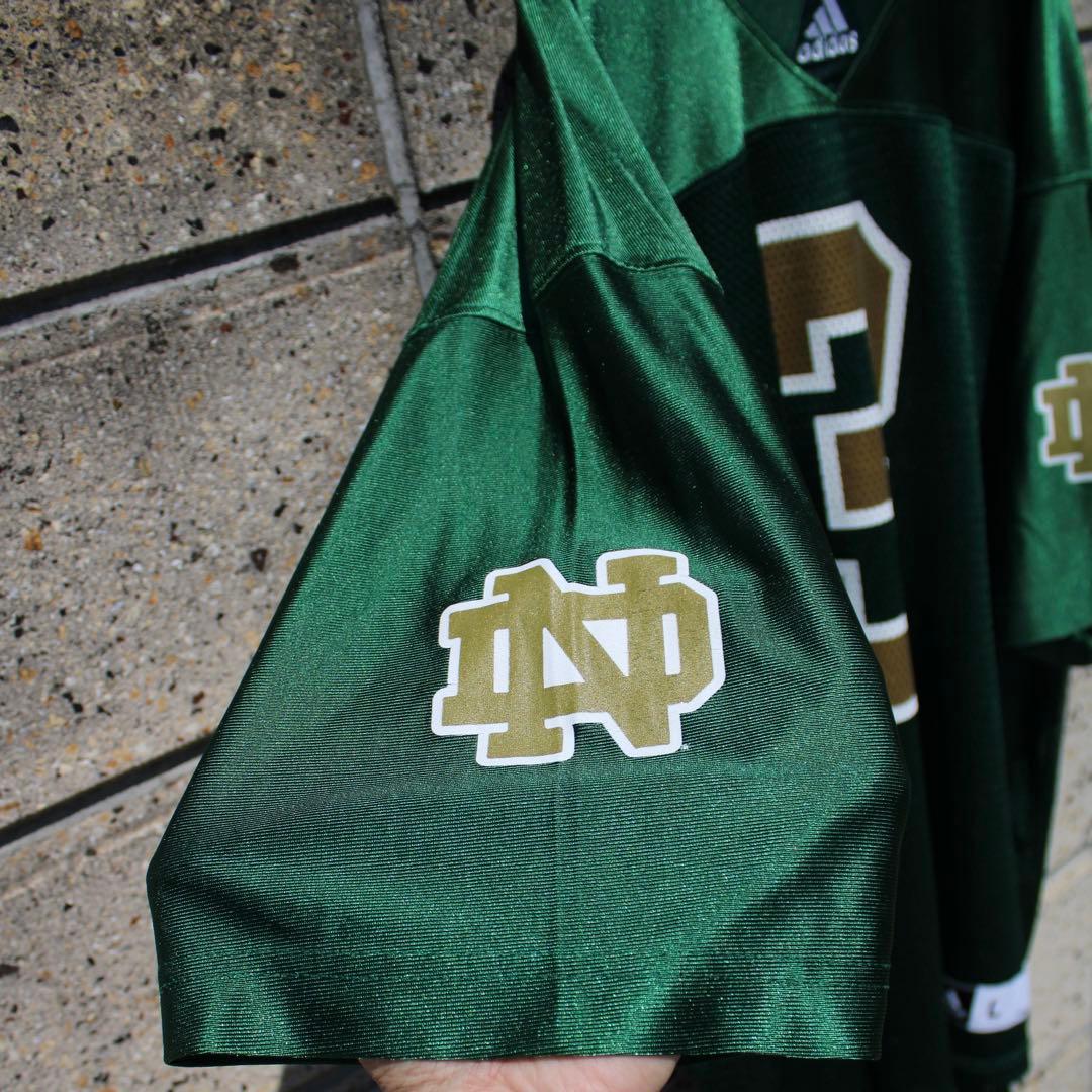 adidas × ノートルダム大学 アメフト 緑×金 大きめ 古着 ゲームシャツ