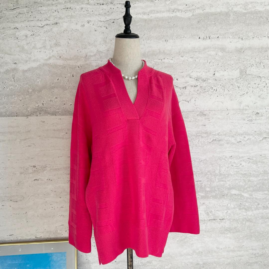 極美品★HERMES★Hジャガード★キーネック★ロングニット★チュニック