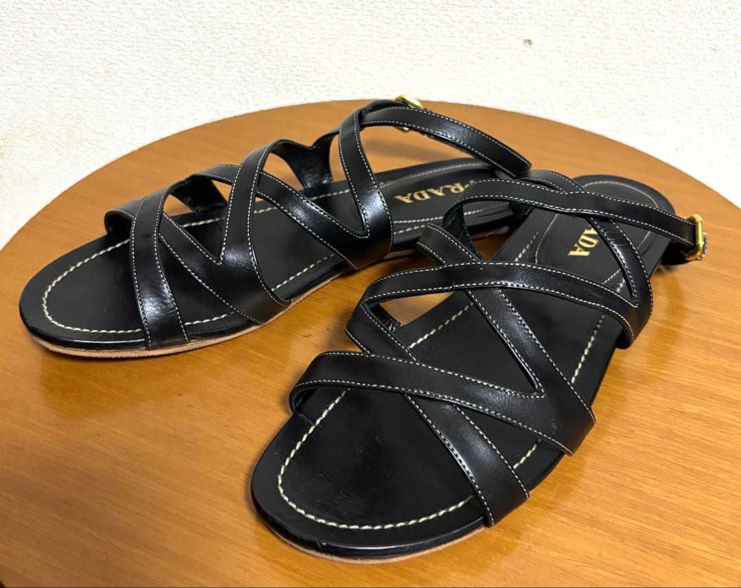 美品 PRADA プラダ　フラット サンダル 38 1/2