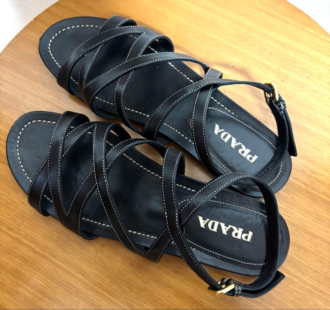 美品 PRADA プラダ　フラット サンダル 38 1/2