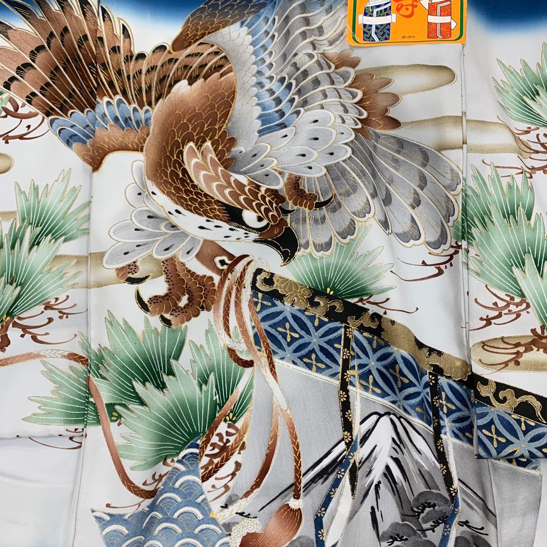 J紋入れ込み最高級新品正絹産着京友禅染分手描き美術、特撰大鷹祝い松古典文