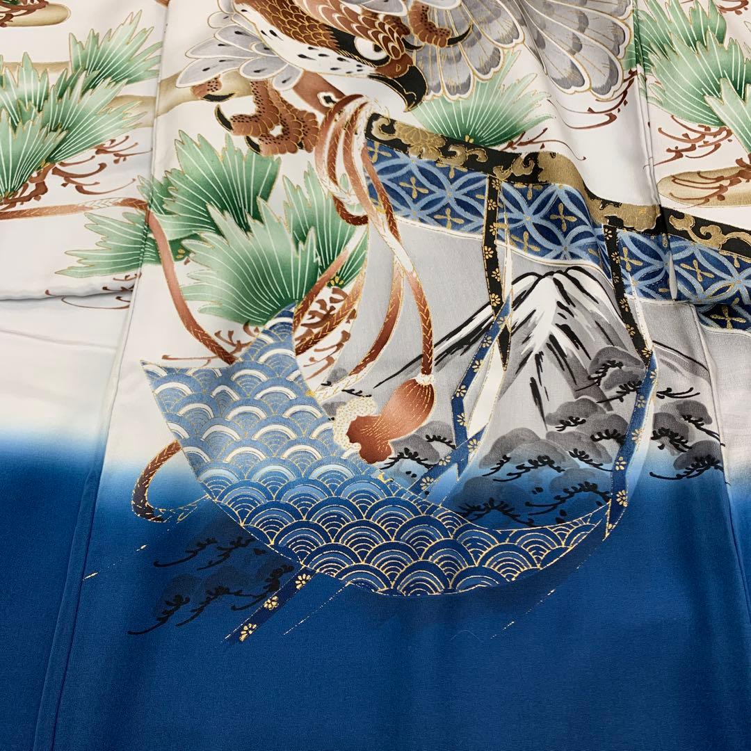 J紋入れ込み最高級新品正絹産着京友禅染分手描き美術、特撰大鷹祝い松古典文