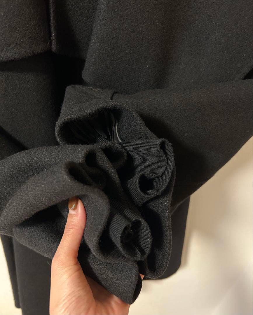 ENFOLD エンフォルド　メルトンリバーケープ Aラインコート ブラック36