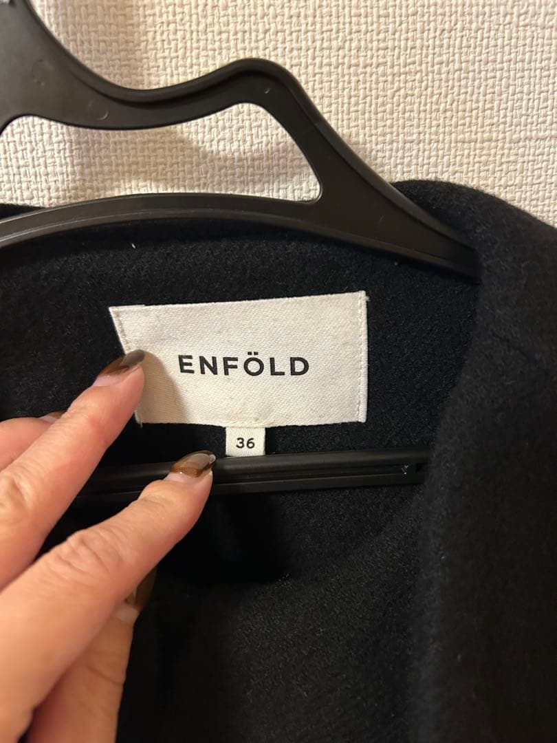 ENFOLD エンフォルド　メルトンリバーケープ Aラインコート ブラック36