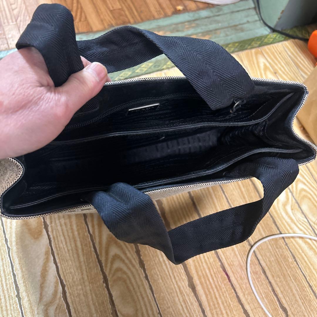 monchi  PRADA キャンバストートバッグ ベージュ/ブラック