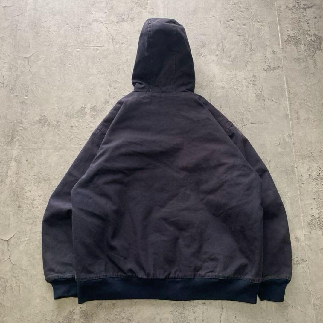 USA古着 アクティブジャケット フーディ 厚手 刺繍ロゴ ネイビー XLサイズ