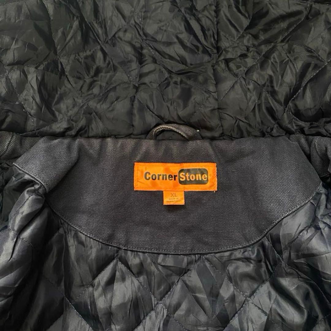 USA古着 アクティブジャケット フーディ 厚手 刺繍ロゴ ネイビー XLサイズ