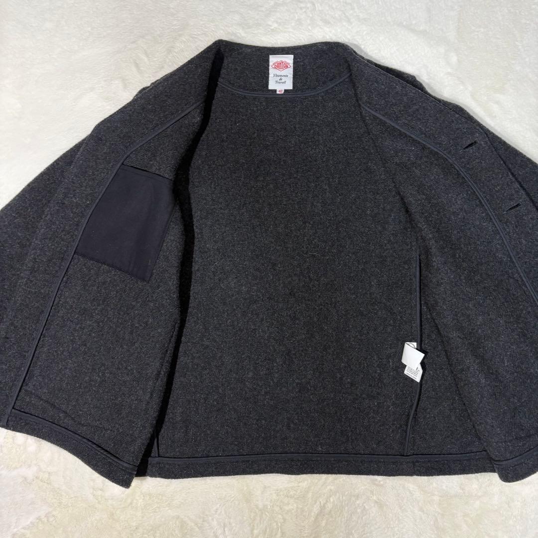 DANTON ダントン ウールモッサ Vネック ジャケット チャコール 42