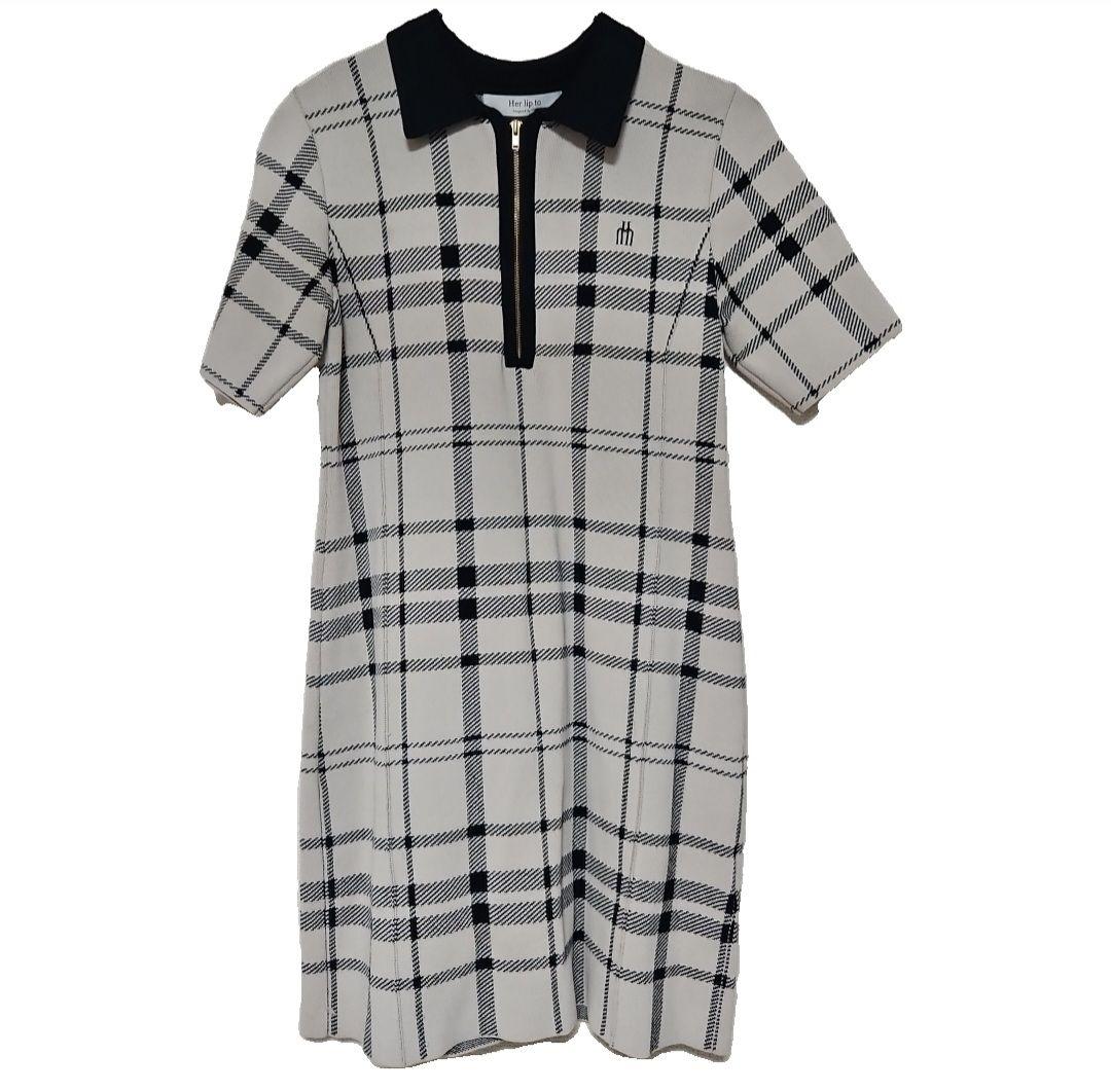 Her lip to チェック柄 半袖ミニワンピース