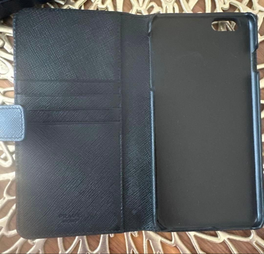 【新品】PRADA 手帳型 iPhoneケース ブラック