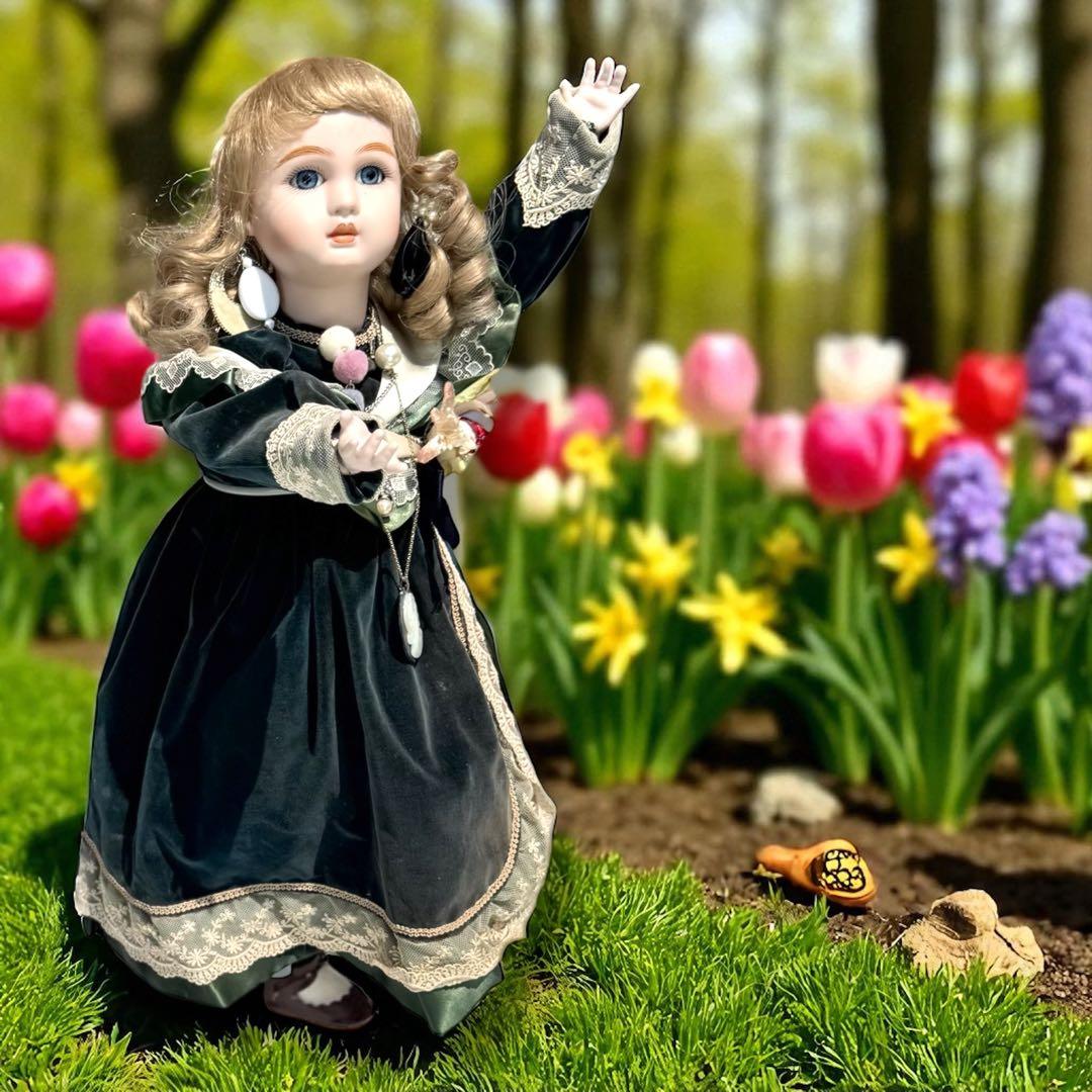 ノエル ビスクドール スタイナー リプロ フレンチ グリーン ドレス ボネ