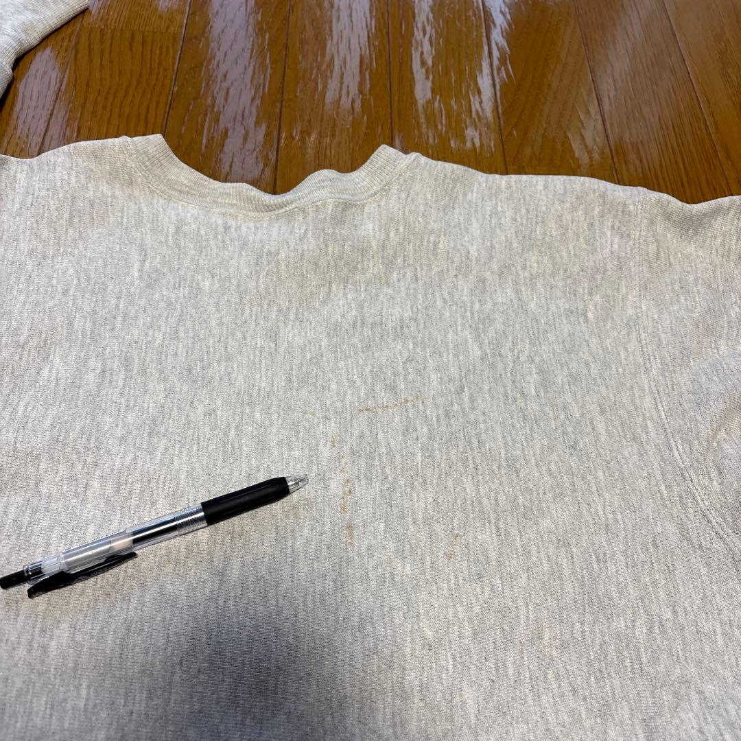 90s USA製 Champion リバースウィーブ 無地 グレー 目あり