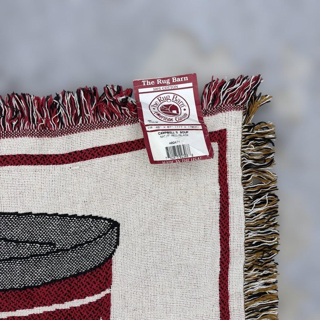 デッドストック　キャンベルスープ　マルチカバー　ソファカバー　ラグ184x127
