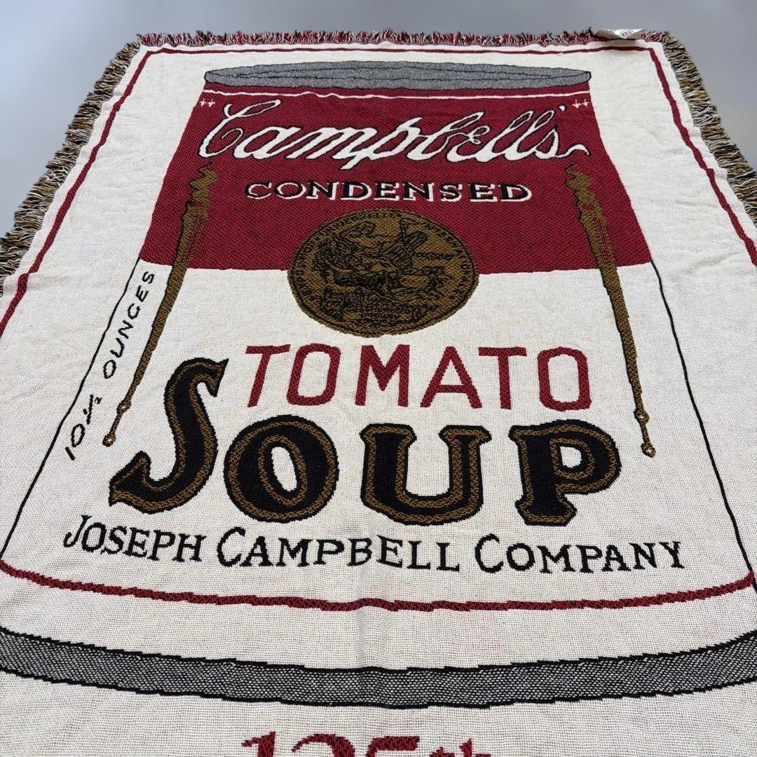 デッドストック　キャンベルスープ　マルチカバー　ソファカバー　ラグ184x127