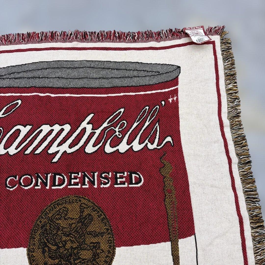 デッドストック　キャンベルスープ　マルチカバー　ソファカバー　ラグ184x127