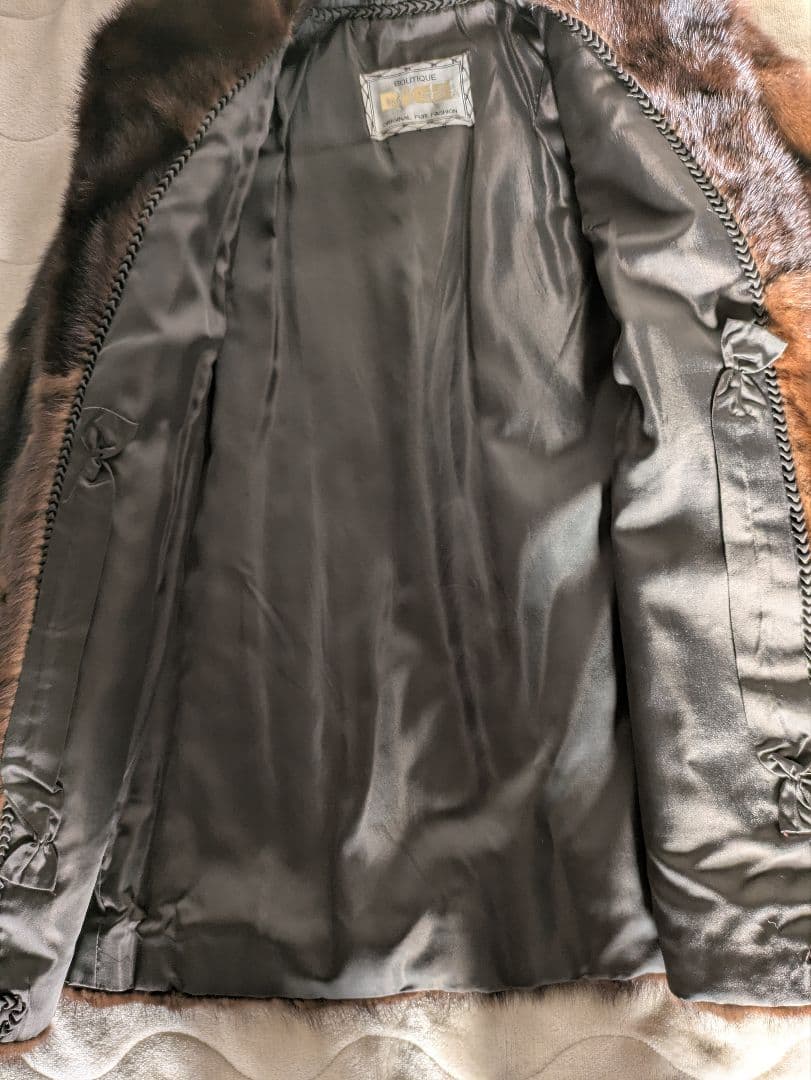 毛皮コート リアルファー ブラウン系 ハーフコート 11号 美品