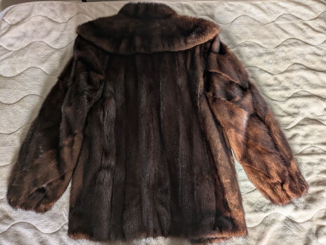 毛皮コート リアルファー ブラウン系 ハーフコート 11号 美品