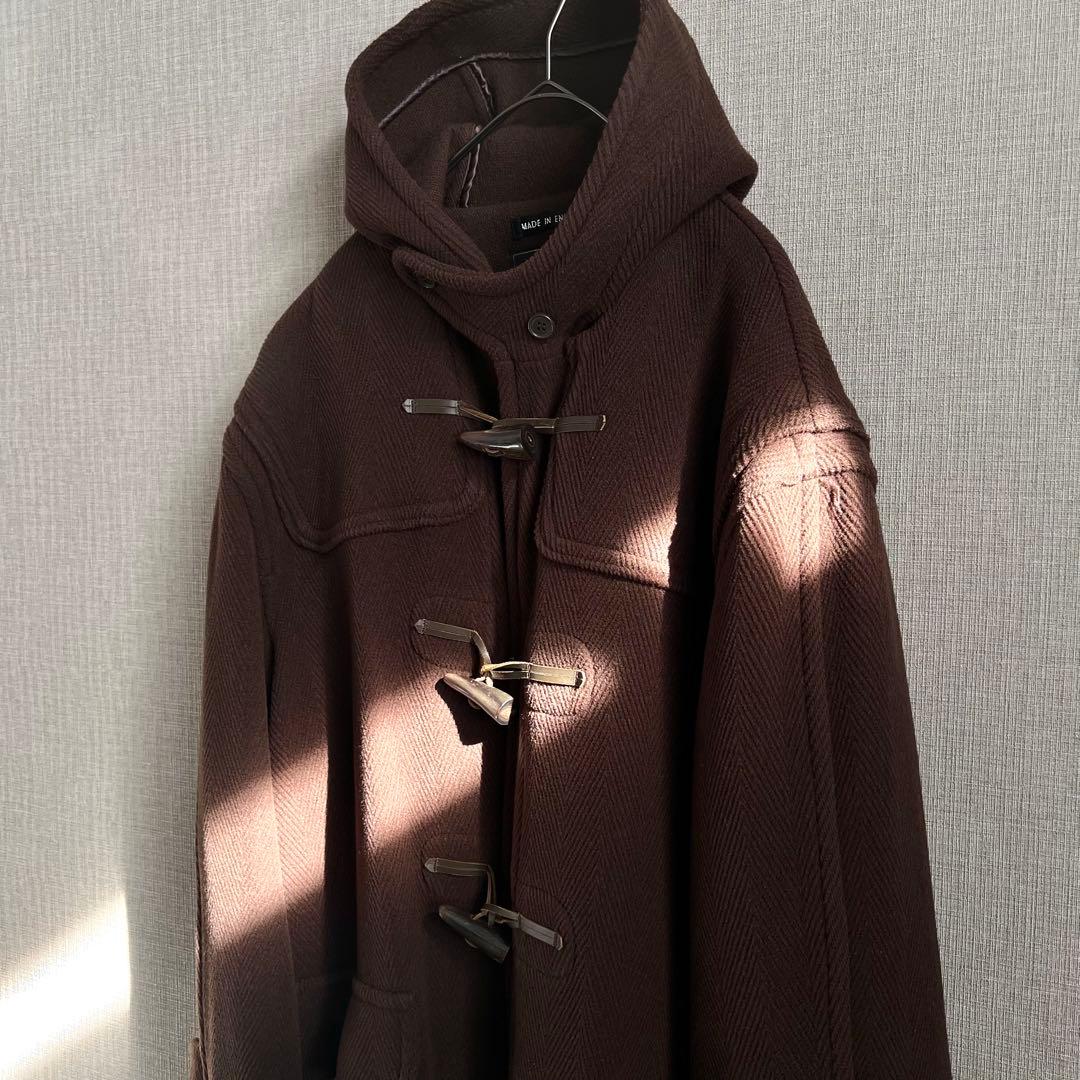 美品 グローバーオール キングストン ヘリンボーン ダッフルコート L ブラウン