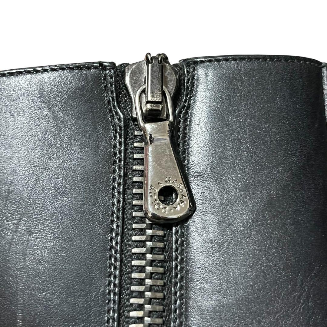 おっすおらクリリン D&G ドルガバ レザー　ムートン　ブーツ 8.5 黒