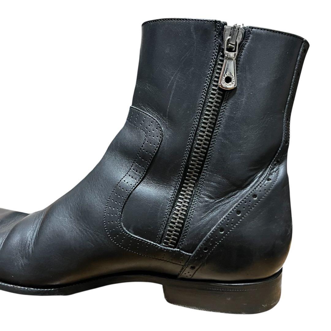 おっすおらクリリン D&G ドルガバ レザー　ムートン　ブーツ 8.5 黒