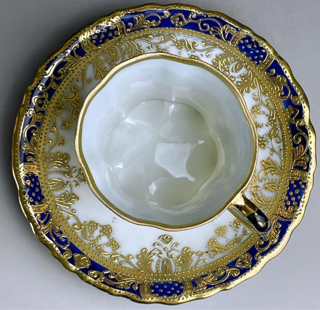 【美品】オールドノリタケ 金盛り カップ＆ソーサー 金彩 メープルリーフ