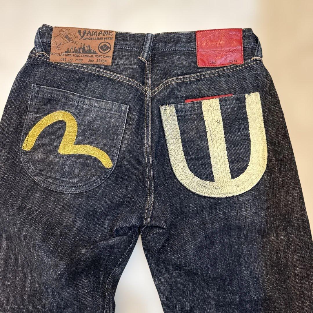YAMANE EVISU デニムパンツ 32x34 ゴールドカモメ　ホワイト
