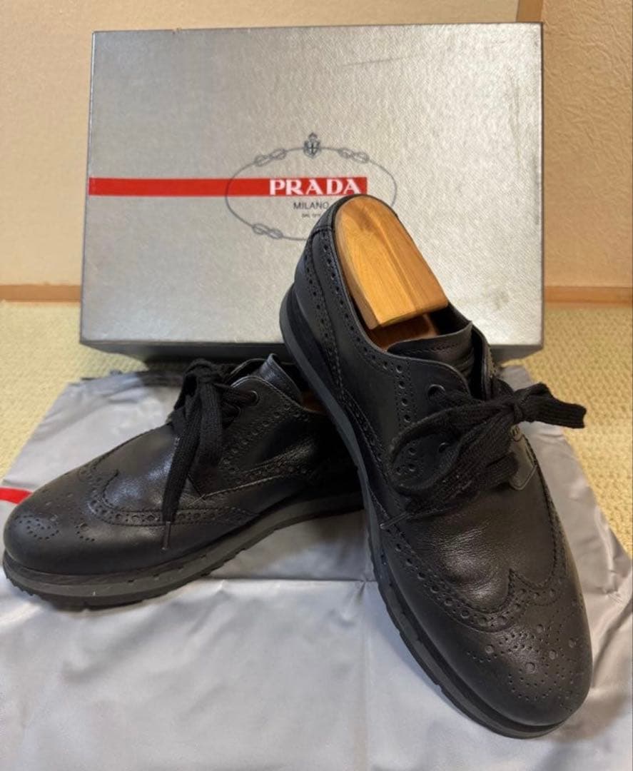 PRADA プラダ　レザー　シューズ　ブラック　UK7