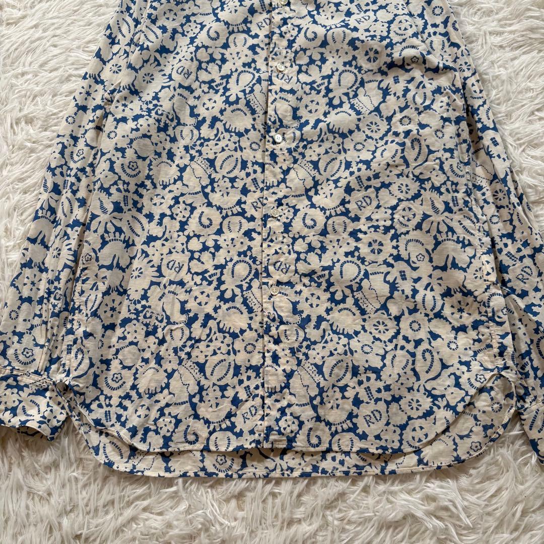 オールドマンズテーラー　ラウンドカラー　シャツ　ブラウス　ブルー　長袖　Lサイズ