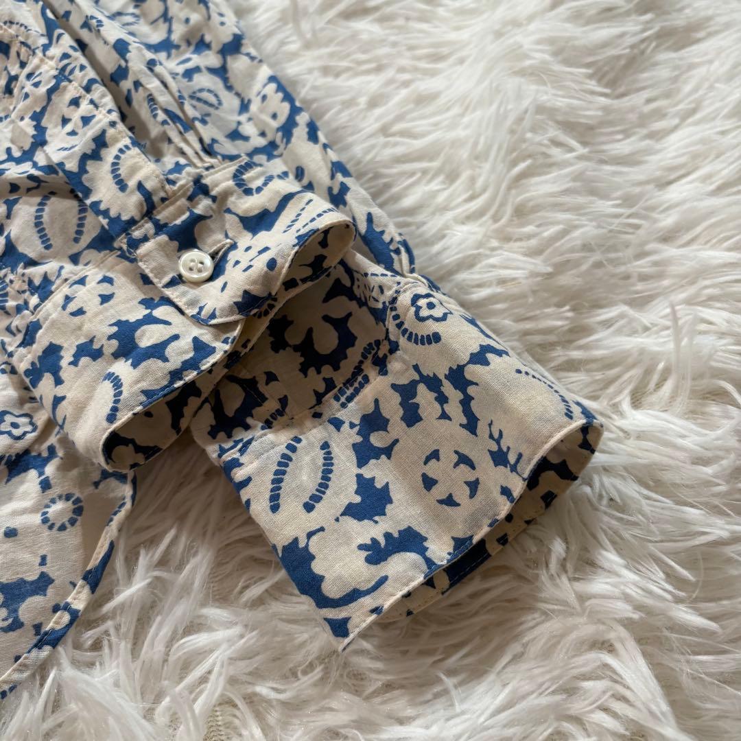 オールドマンズテーラー　ラウンドカラー　シャツ　ブラウス　ブルー　長袖　Lサイズ