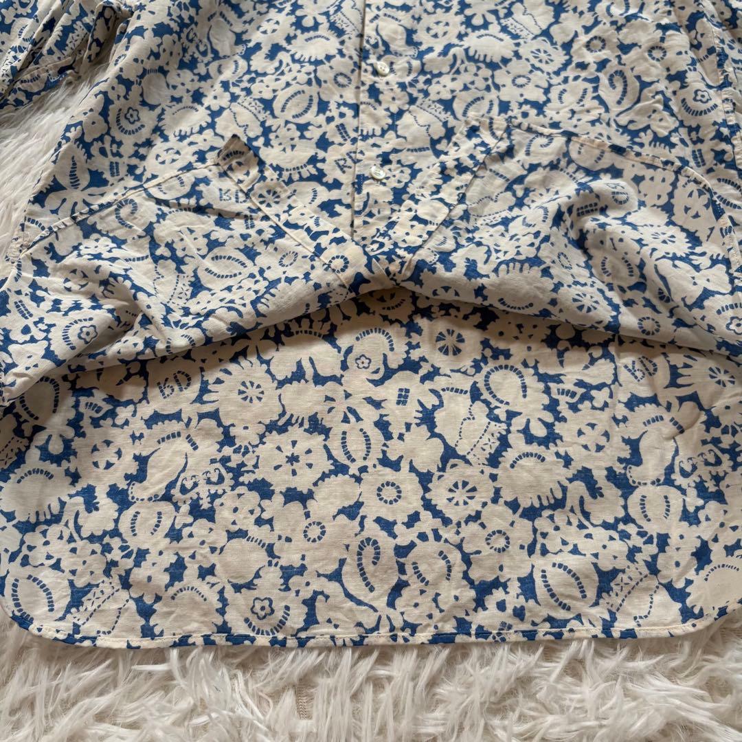 オールドマンズテーラー　ラウンドカラー　シャツ　ブラウス　ブルー　長袖　Lサイズ