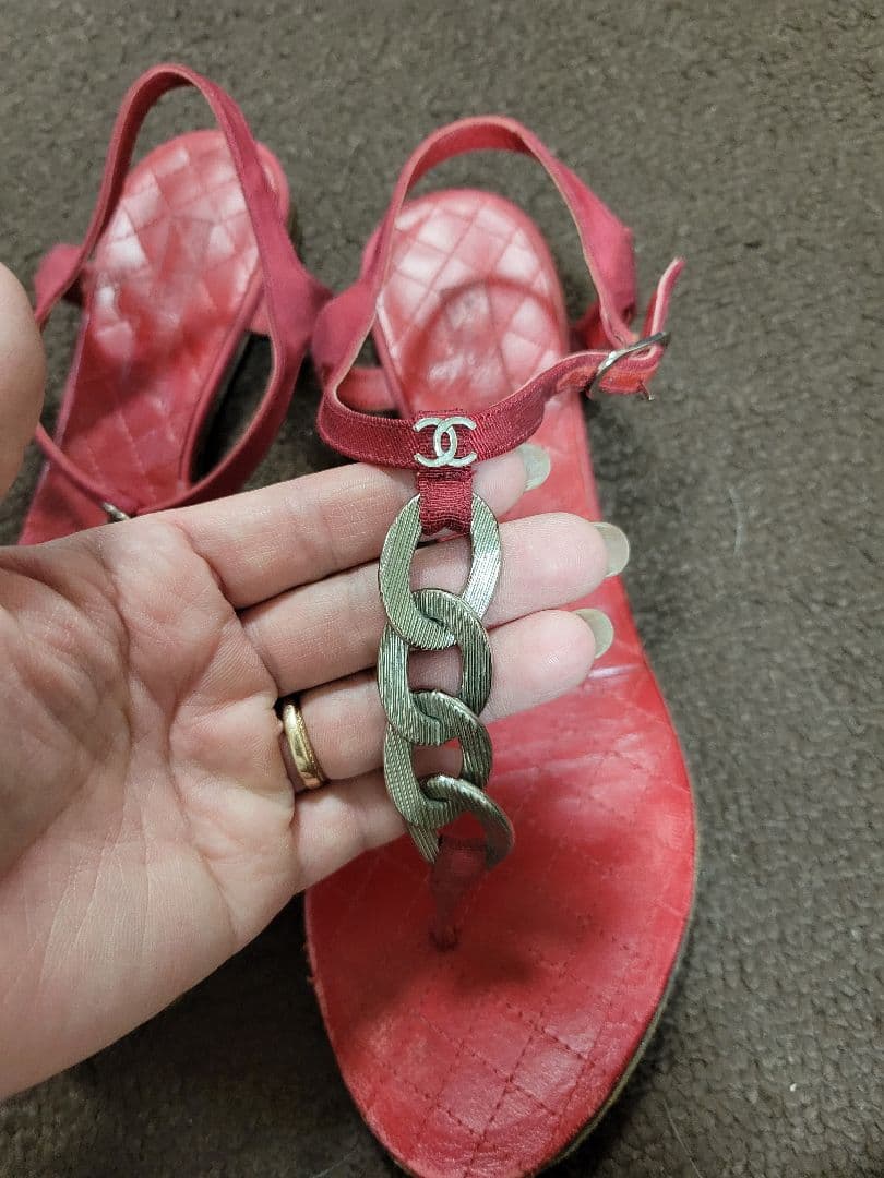 CHANEL チェーン フラットサンダル