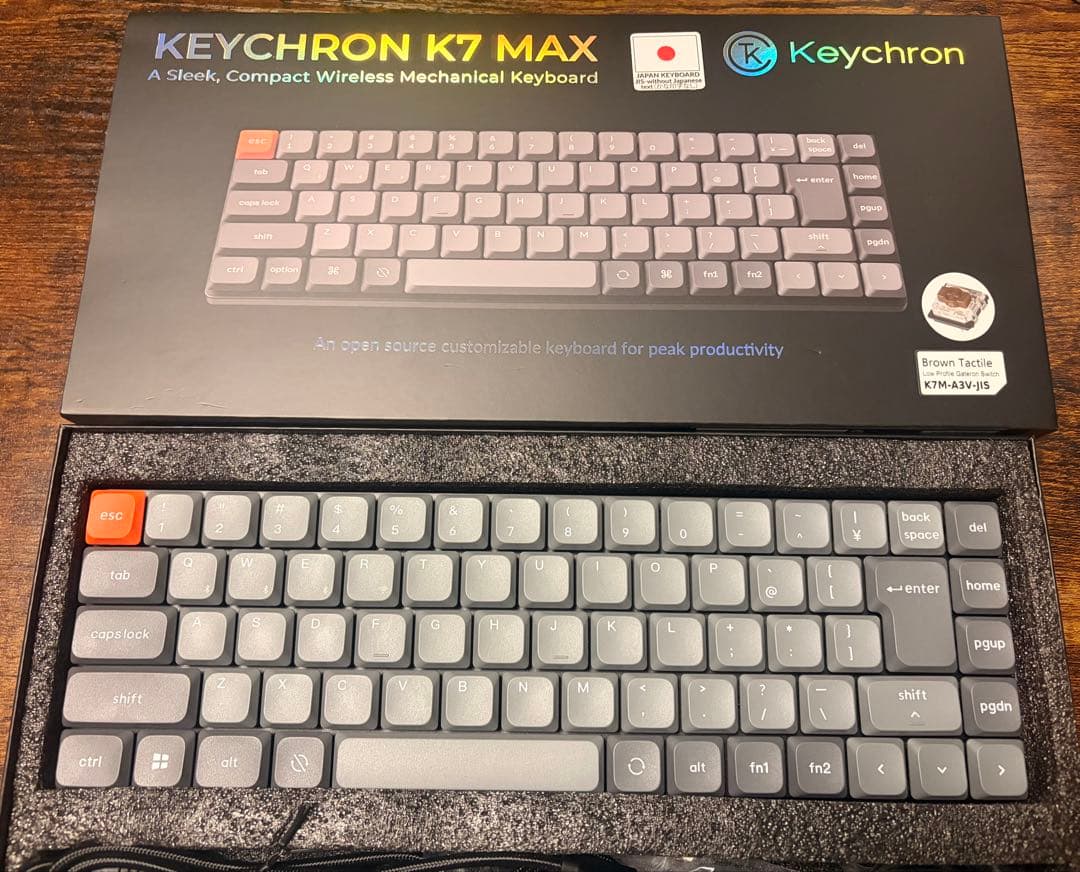 Keychron K7 MAX ワイヤレスキーボード 茶軸 JIS配列